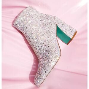 Betsey Johnson Silver Ankle Boots with Green Sole